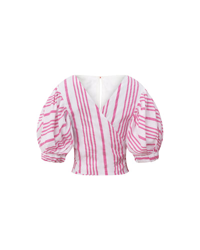 Blouse en popeline à rayures rose