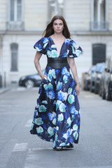 Maxi robe mado en soie sauvage