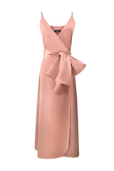 Robe portefeuille en satin poudré