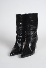 Bottinrs en cuir d’agneau vernis noir