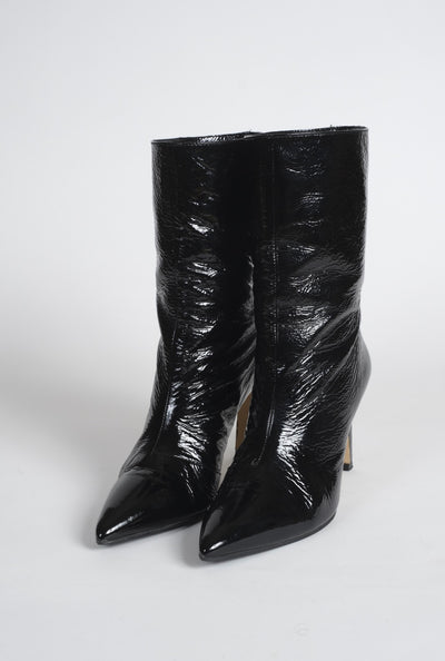 Bottinrs en cuir d’agneau vernis noir