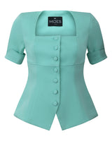 Blouses vert d’eau col carré