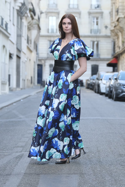 Maxi robe mado en soie sauvage