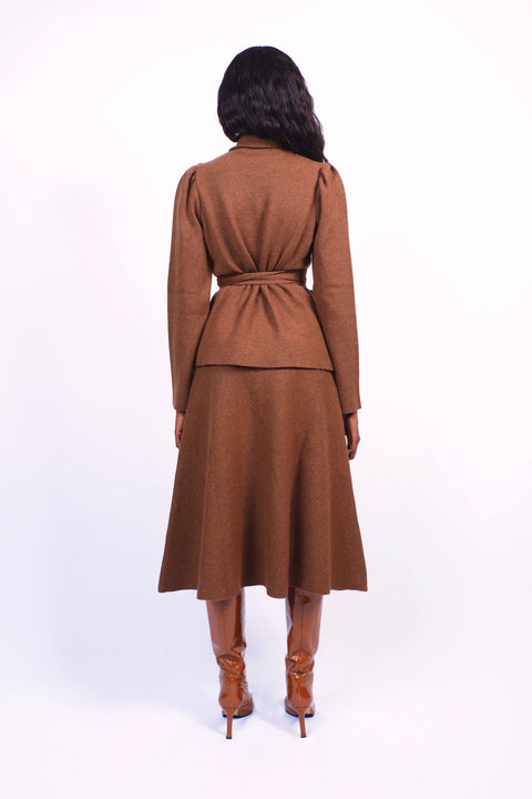 Cardigan marron en laine mérinos