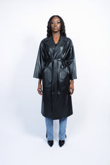 Manteau oversize en cuir végétal