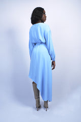 Robe baby blue asymétrique dolman