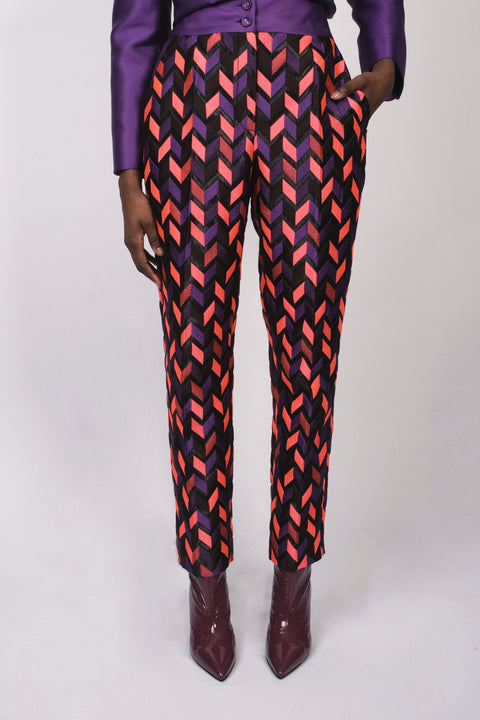 Ensemble soie sauvage/jacquard