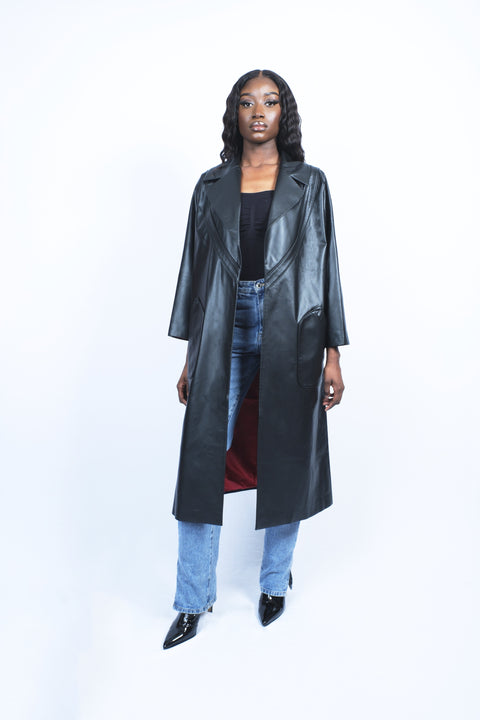 Manteau oversize en cuir végétal