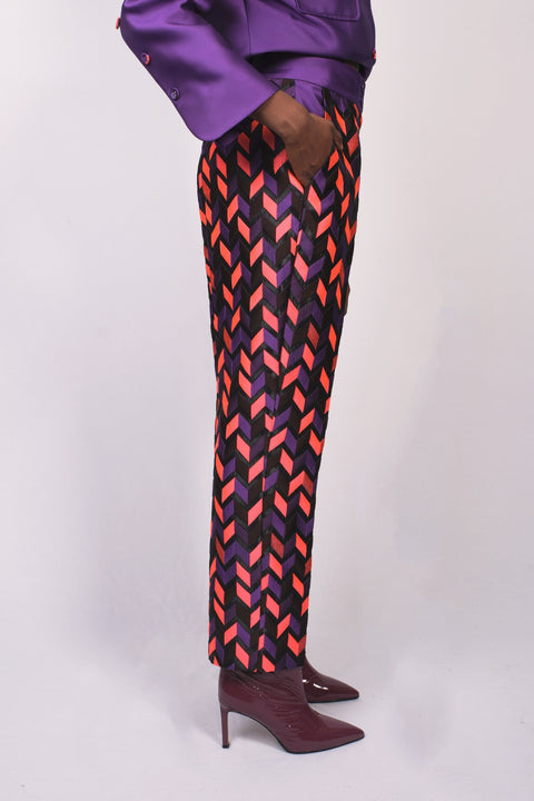 Ensemble soie sauvage/jacquard