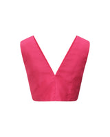 Jaquette crop top fuchsia en soie sauvage