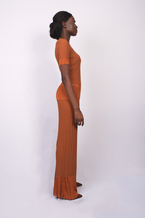 Ensemble en maille rouille