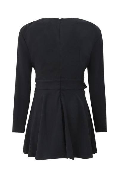 Mini robe noire ceinture sequins