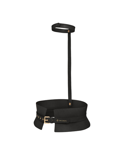 Ceinture corset amovible cuir Togo noir