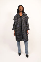 manteau motifs bleu manches amovibles