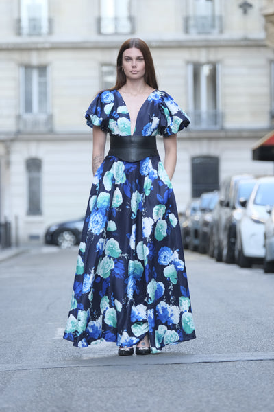 Maxi robe mado en soie sauvage