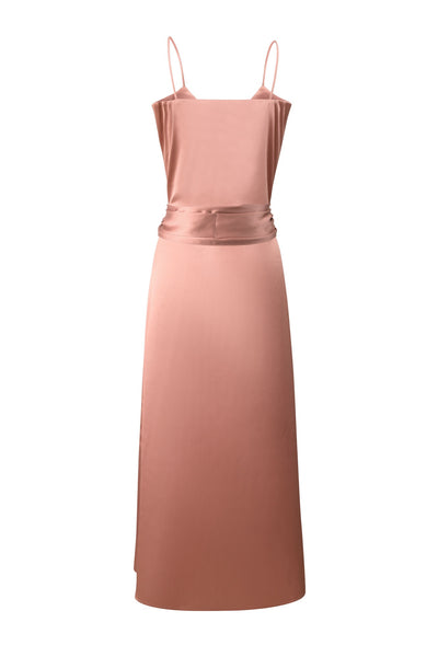 Robe portefeuille en satin poudré