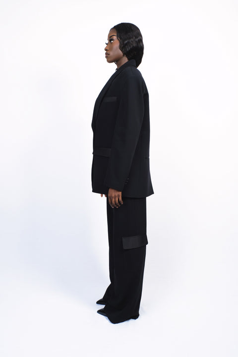 Veste oversize bicolore noir