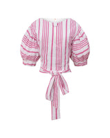 Blouse en popeline à rayures rose