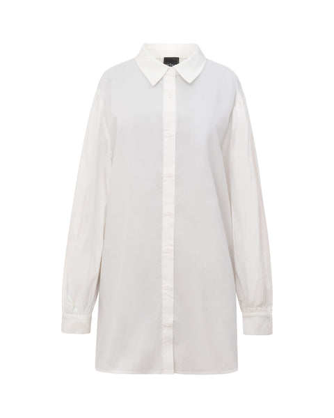 Chemise blanche manches bouffantes en popeline