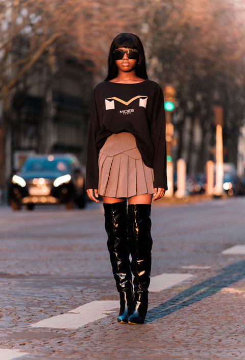 Mini-jupe taille haute plissée façon écossaise