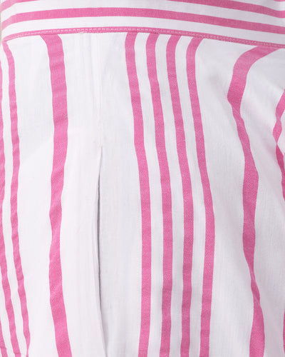 Blouse en popeline à rayures rose