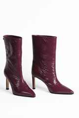Bottines en cuir vernis cerise