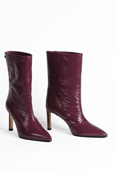 Bottines en cuir vernis cerise