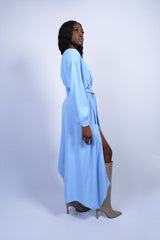 Robe baby blue asymétrique dolman