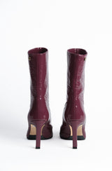 Bottines en cuir vernis cerise
