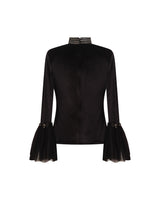 Top en velour noir col montant