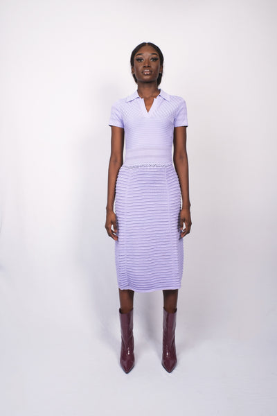 Robe midi en maille ajourée lilas