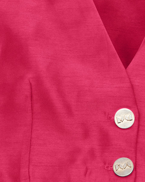 Jaquette crop top fuchsia en soie sauvage