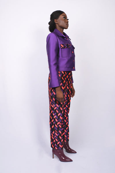 Ensemble soie sauvage/jacquard