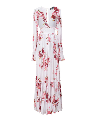 Maxi Robe blanche motif à fleurs