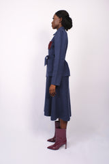 Cardigan en laine merino indigo