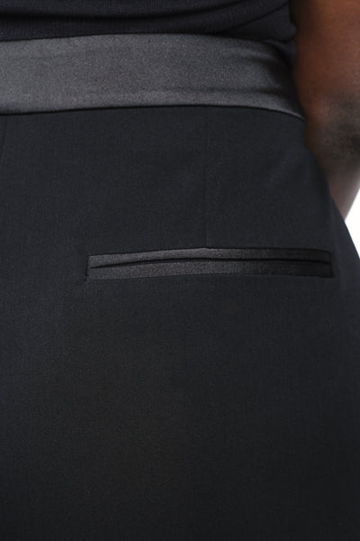 Pantalon à pinces taille haute bimatière