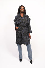 manteau motifs bleu manches amovibles