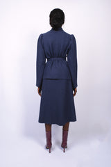 Cardigan en laine merino indigo