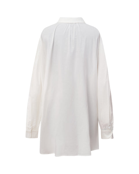 Chemise blanche manches bouffantes en popeline