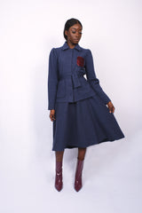 Cardigan en laine merino indigo