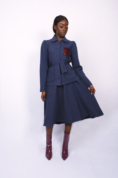 Cardigan en laine merino indigo