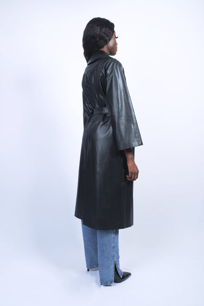 Manteau oversize en cuir végétal