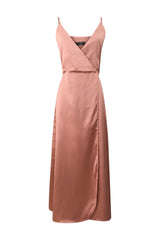 Robe portefeuille en satin poudré