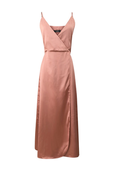 Robe portefeuille en satin poudré