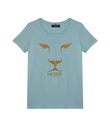 Tee-shirt vert d'eau lion doré