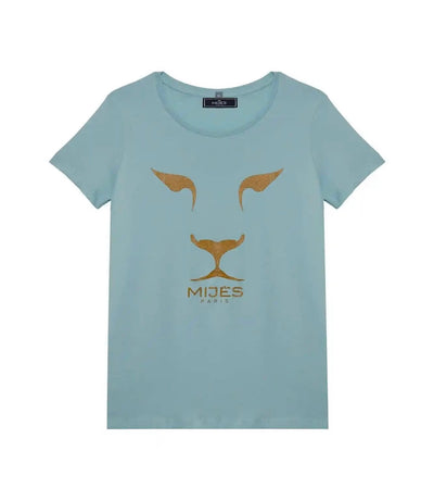 Tee-shirt vert d'eau lion doré