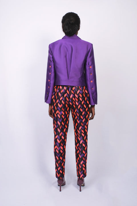 Ensemble soie sauvage/jacquard