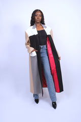Manteau cachemire oversize multicolore.