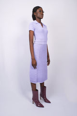 Robe midi en maille ajourée lilas