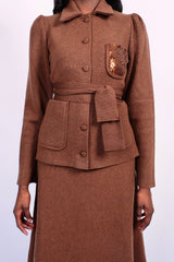 Cardigan marron en laine mérinos